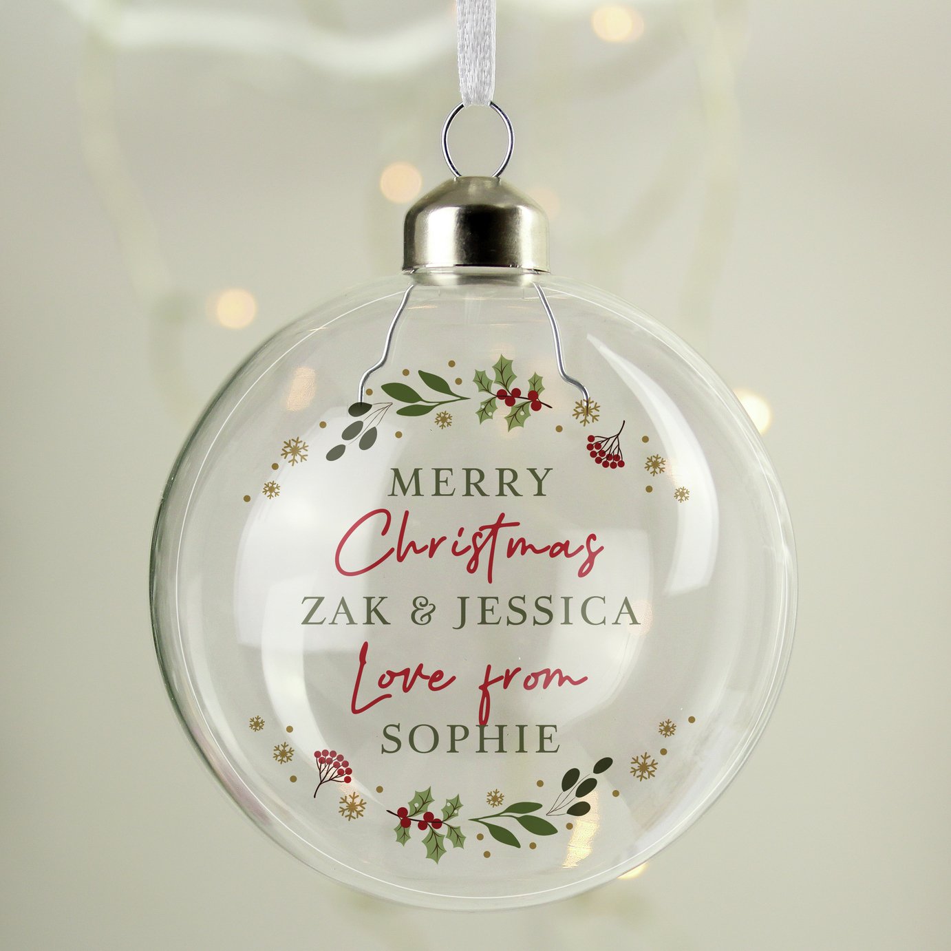 Personalised Message Glass Christmas Bauble - Clear
