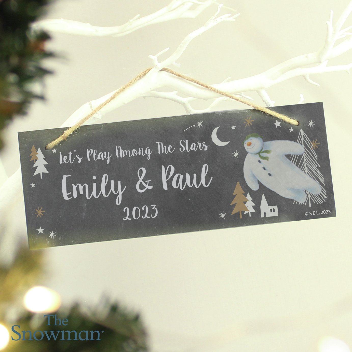 Personalised Message The Snowman Christmas Slate Plaque