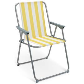 Habitat Folding Metal Garden Chair- Yellow & White
