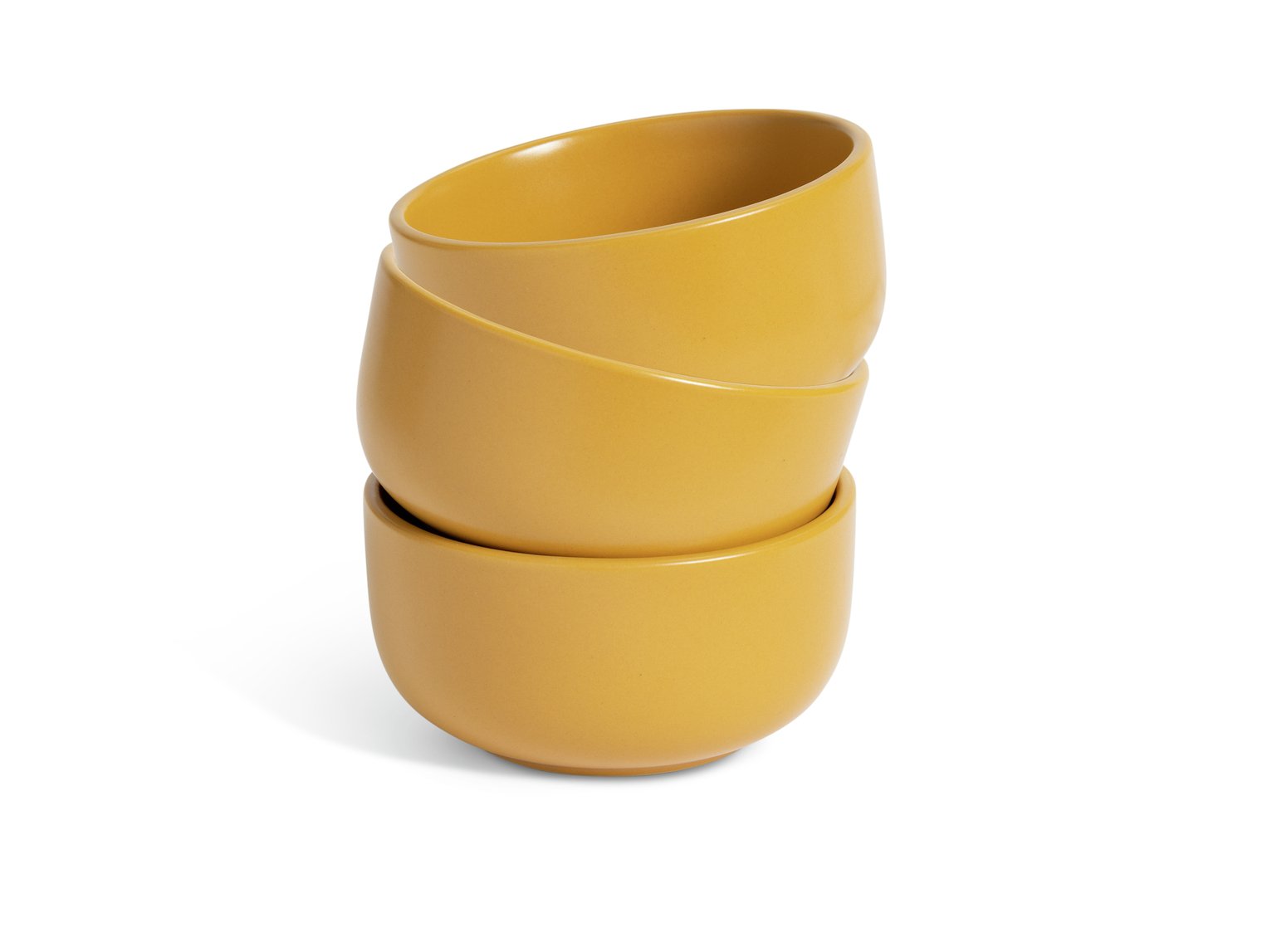 Habitat Matte Glaze 3 Piece Stoneware Nibble Bowls - Mustard