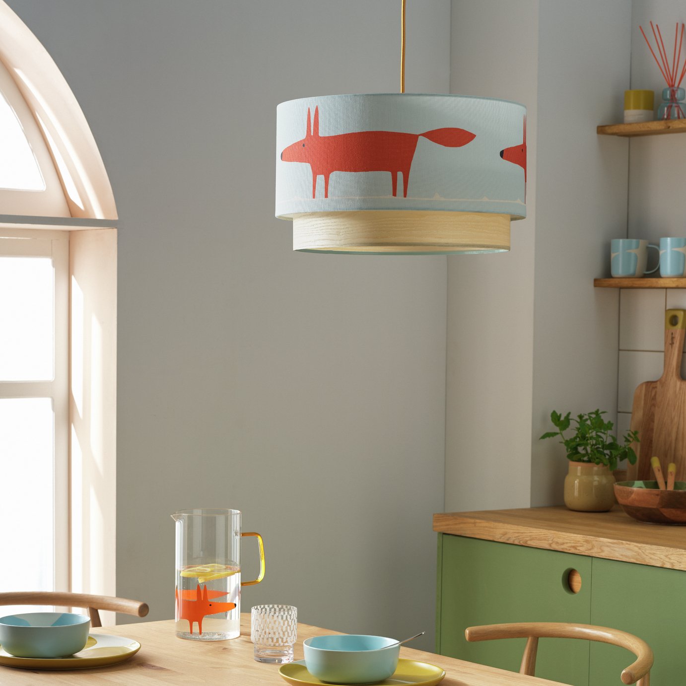 Habitat x Scion Blue Mr Fox 2 Tier Lampshade - 45cm