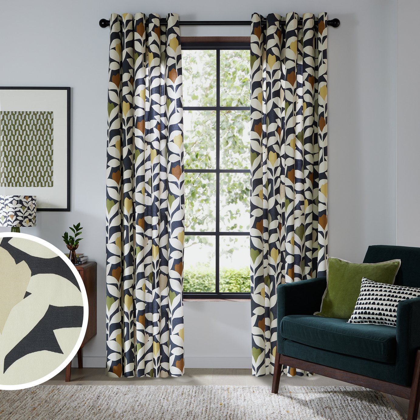 Habitat Scion Padukka Lined Eyelet Curtains - Multi