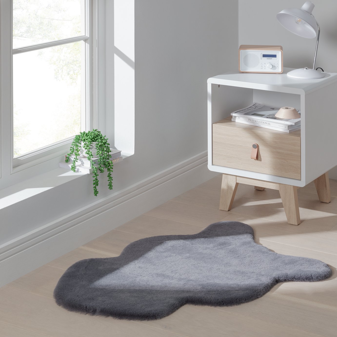Habitat Supersoft Faux Fur Grey Shaggy Rug - 60x90cm