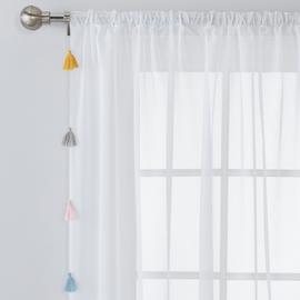 Argos Home Tassel Brights Unlined Voile Curtain Panel White