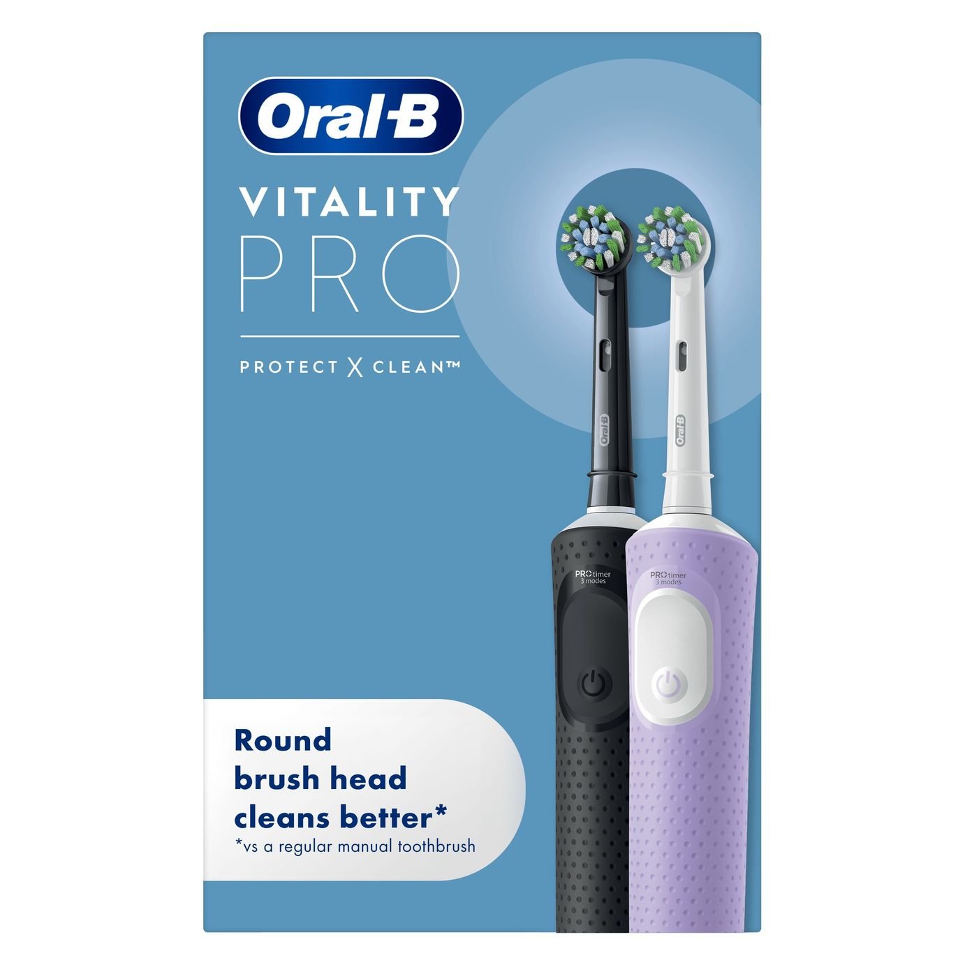 Oral-B Vitality Pro Electric Toothbrush Duo – Black/ Purple