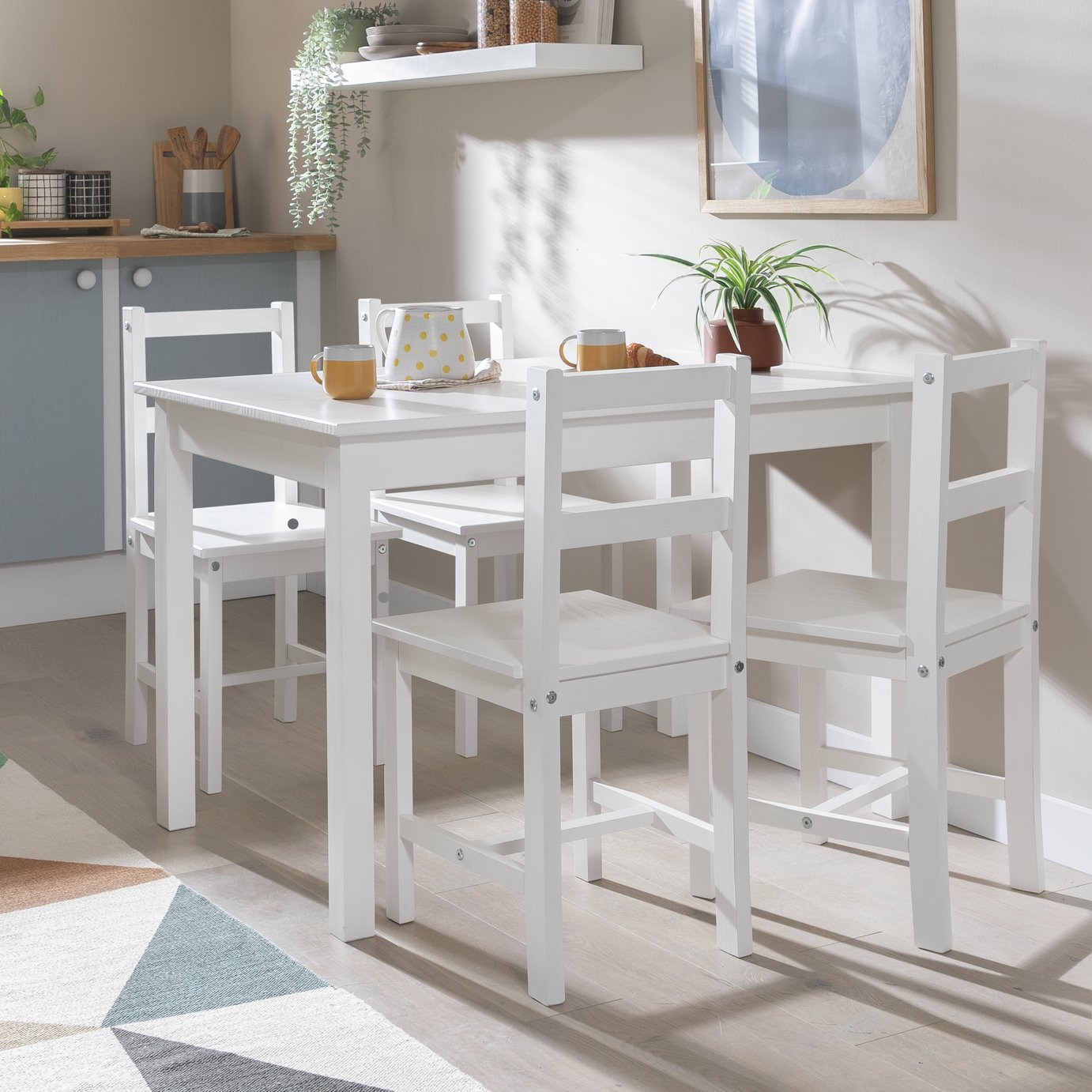 Argos Home Raye White Dining Table & 4 White Chairs