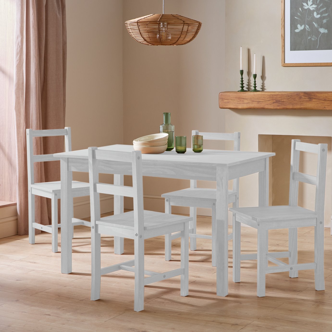 Argos Home Raye White Dining Table & 4 White Chairs