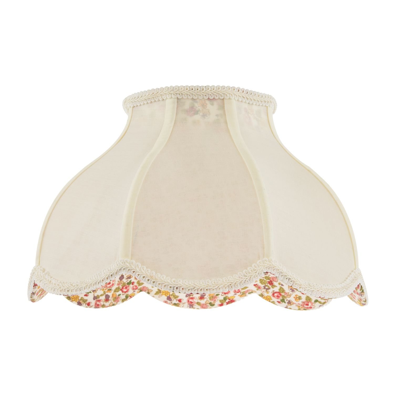 Happy Homewares Cream Victorian with Scallop Edges and Floral Lampshade - 35cm