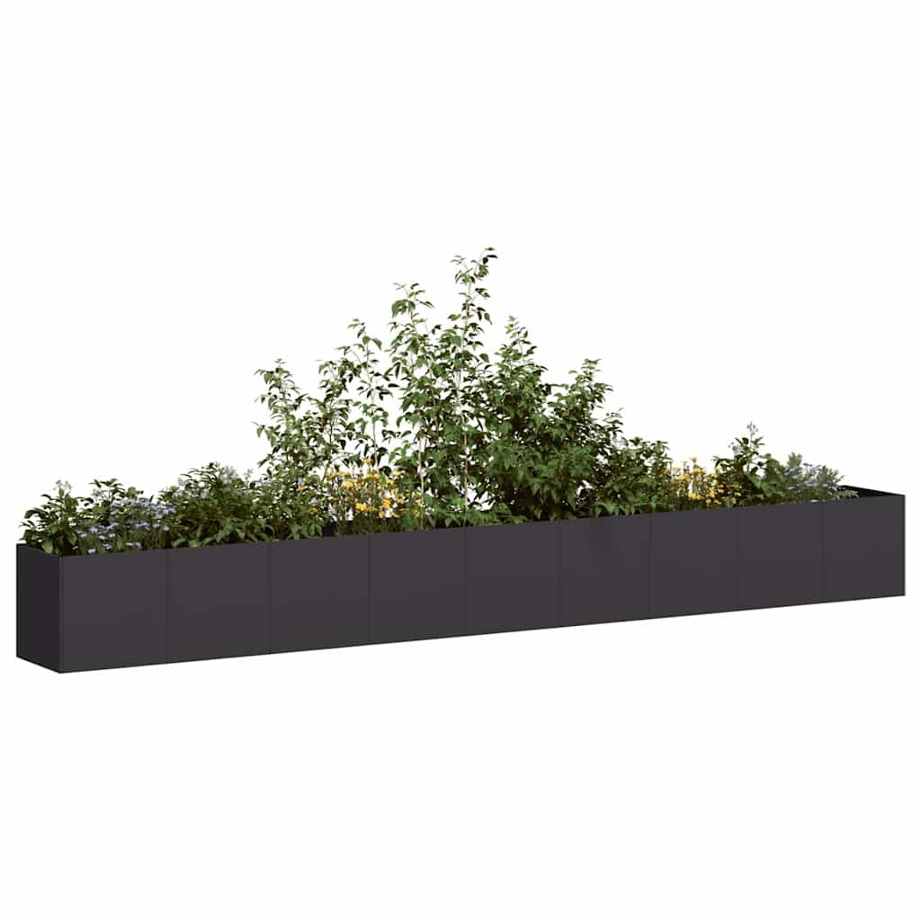 Walplus Steel Garden Planter - Black - 360 x 40 x 40 cm