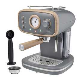 Cooks Professional Retro Espresso Machine 1.2L with Steam Wand - Nordic Grey