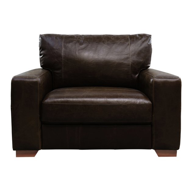 Buy Argos Home Eton Leather Cuddle Chair Dark Brown