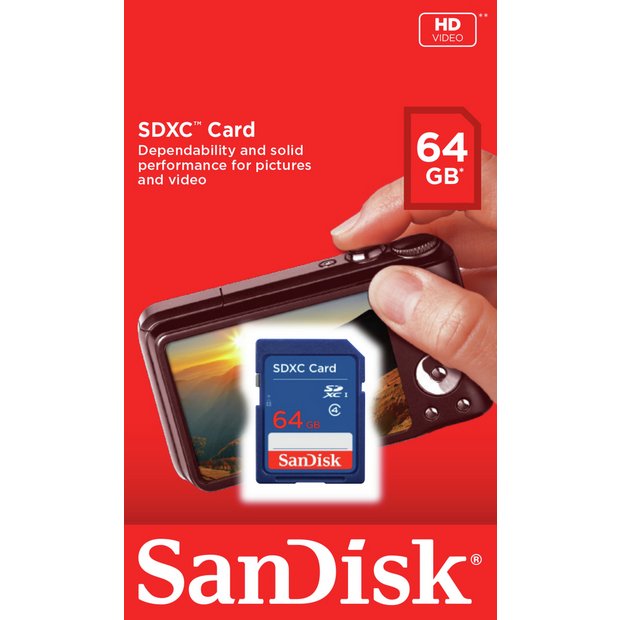 Buy Sandisk Blue Sdhc Memory Card 64gb Memory Cards Argos