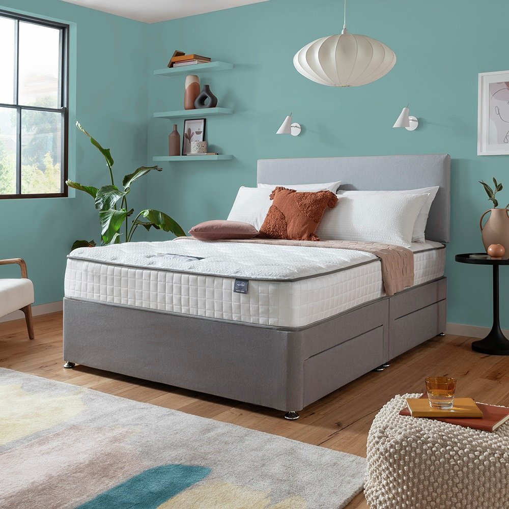 Silentnight Memory Kingsize Divan Bed  With Mattress - Grey