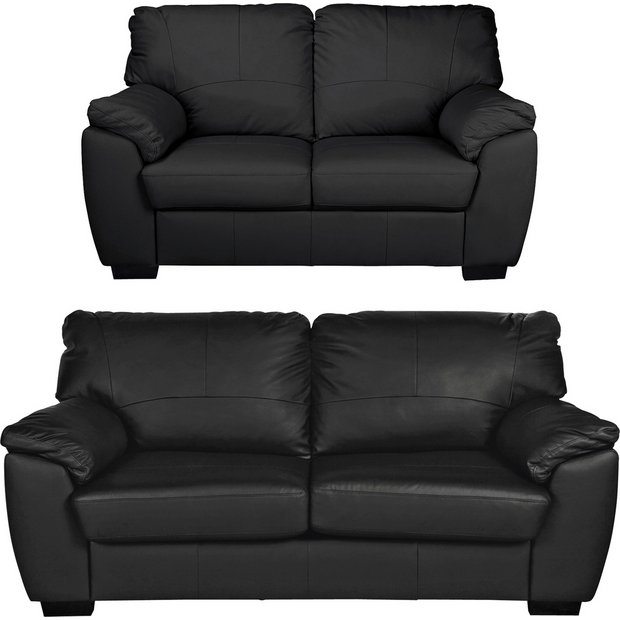 Buy Argos Home Milano Leather 2 Seater And 3 Seater Sofa Black Sofa Sets Argos