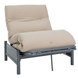 Argos Home Single Futon Metal Sofa Bed w/ Mattress - Natural