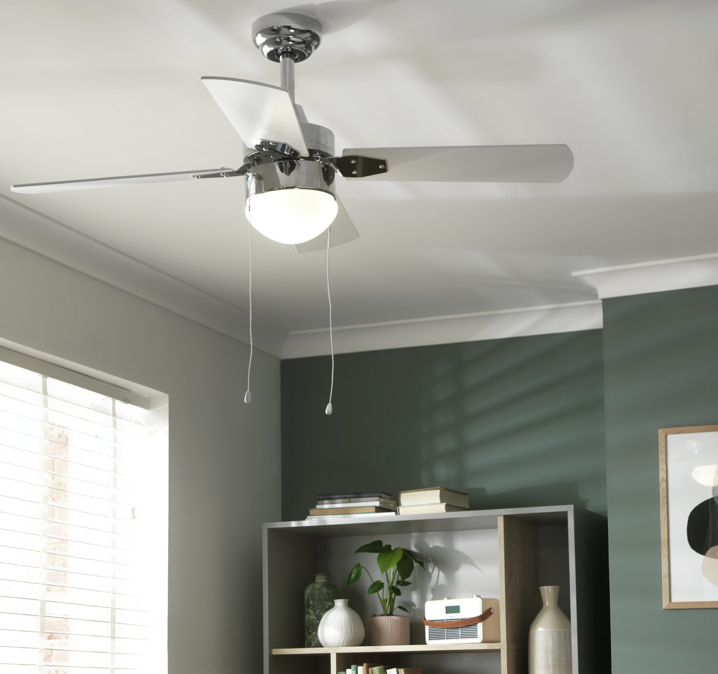 Argos Home Ceiling Fan - Chrome & White