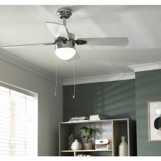 Buy Habitat Ceiling Fan - Chrome & White, null