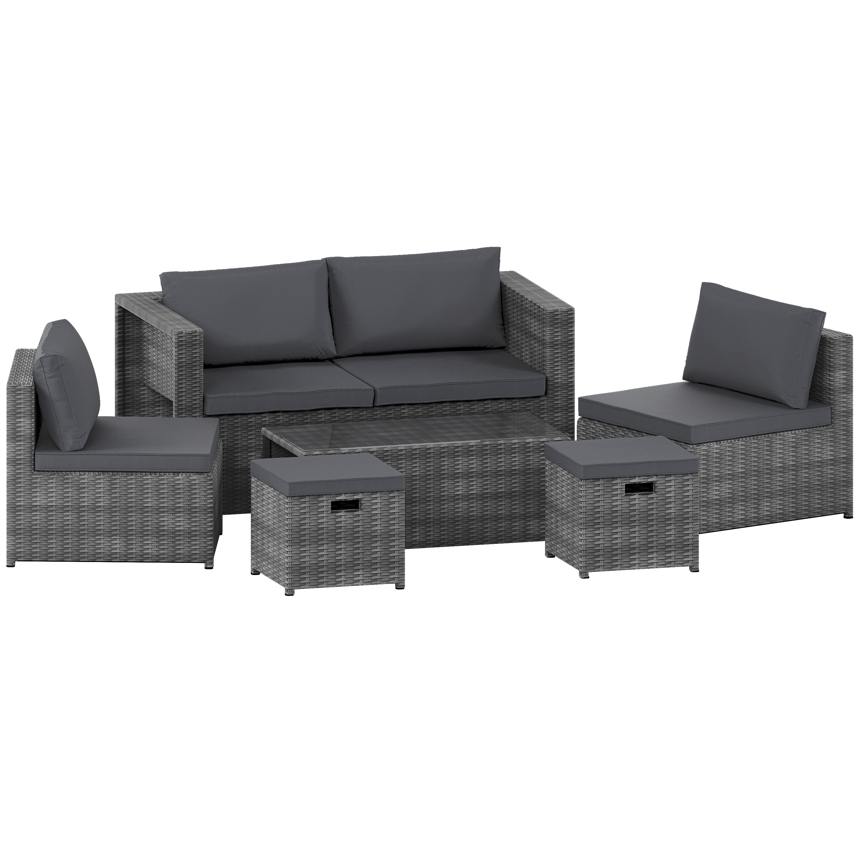 Garden Vida Islay 6 Seater Rattan Effect Garden Sofa Set - Grey