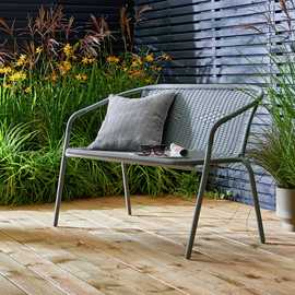 Argos Home Steel Wicker 2 Seater Garden Bench - Grey