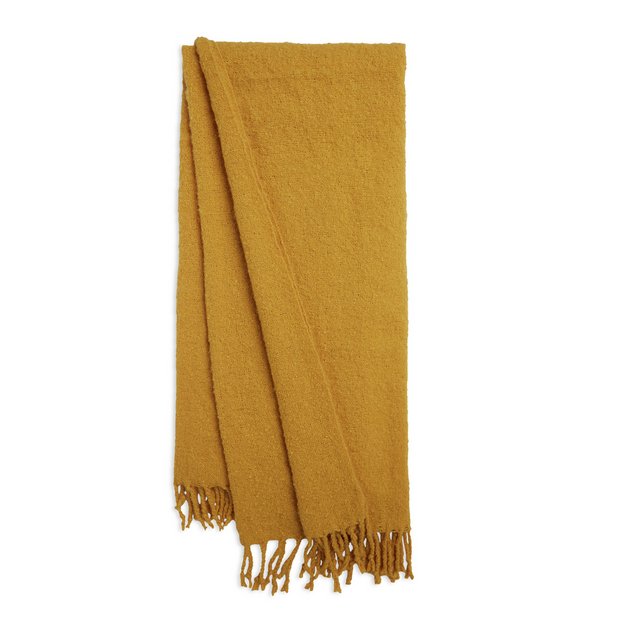 Buy Habitat Faux Mohair Throw Mustard 125x150cm Blankets and throws Habitat