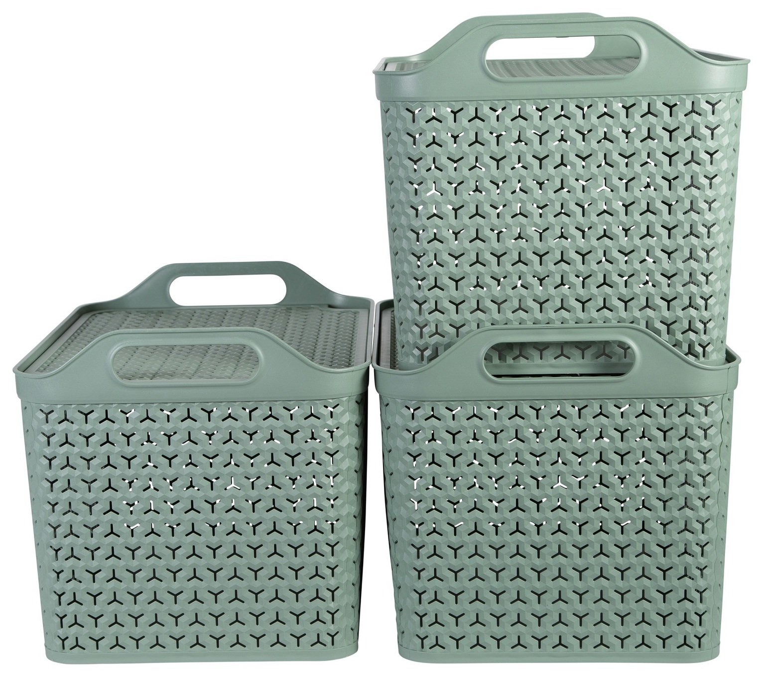 Strata Urban 3 x 24 Large Plastic Storage Baskets with Lid
