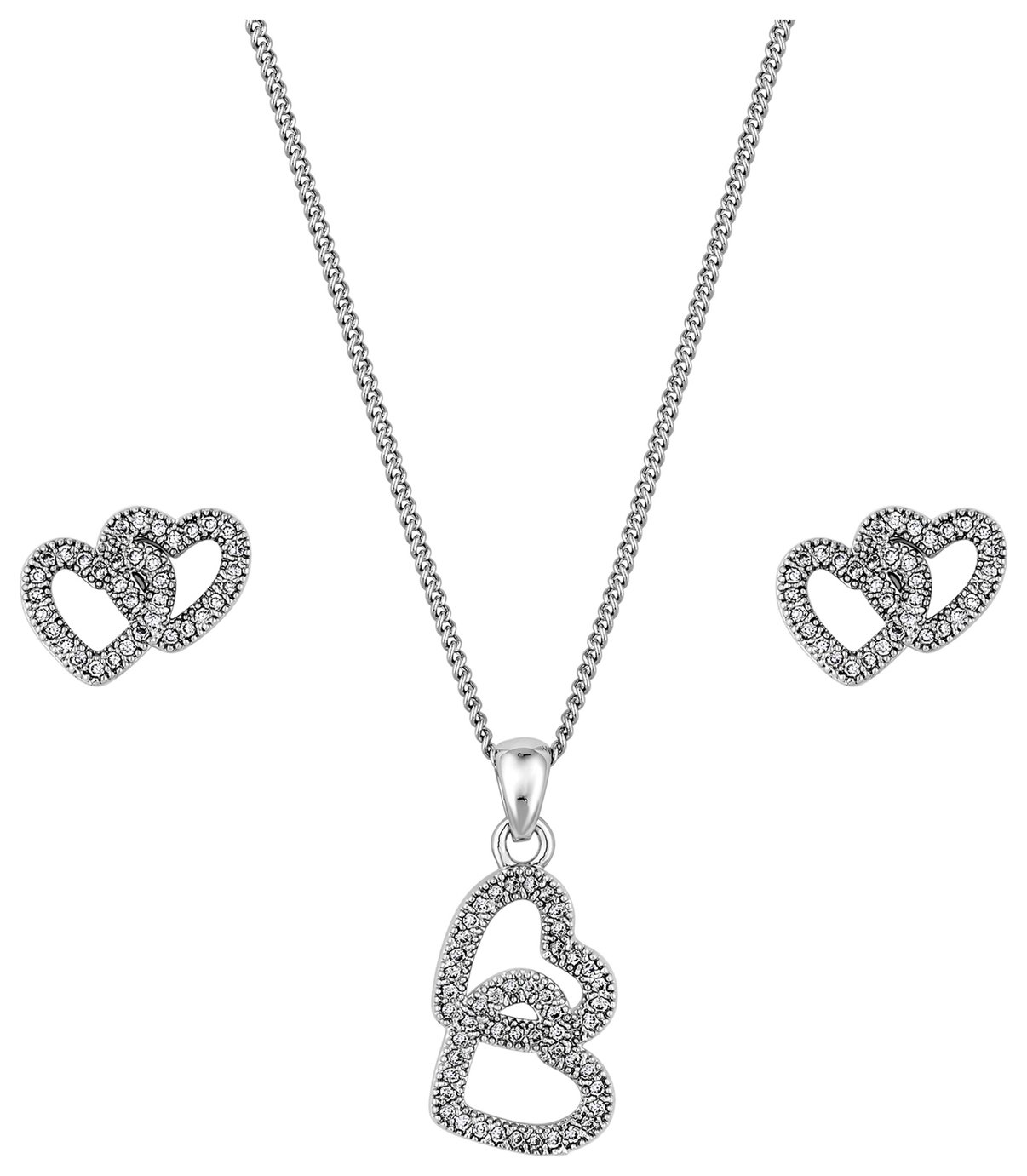 Jon Richard Cubic Zirconia Heart Pendant And Earring Set