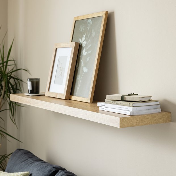 Buy Habitat Jak 120cm Floating Shelf Light Oak Wall mounted and floating shelves Argos