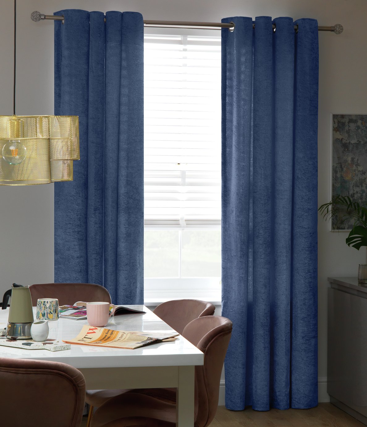 Argos Home Eyelet Curtains - Navy - 117x183cm