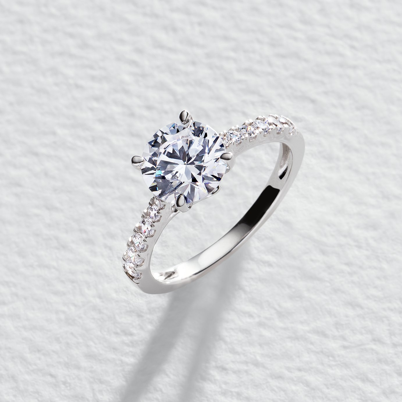 Revere Sterling Silver Round Cubic Zirconia Shoulder Ring