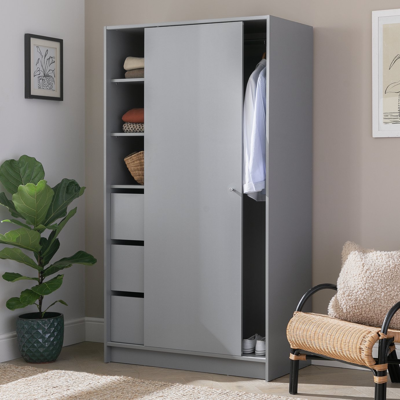Argos Home Malibu 1 Door Sliding Wardrobe - Grey