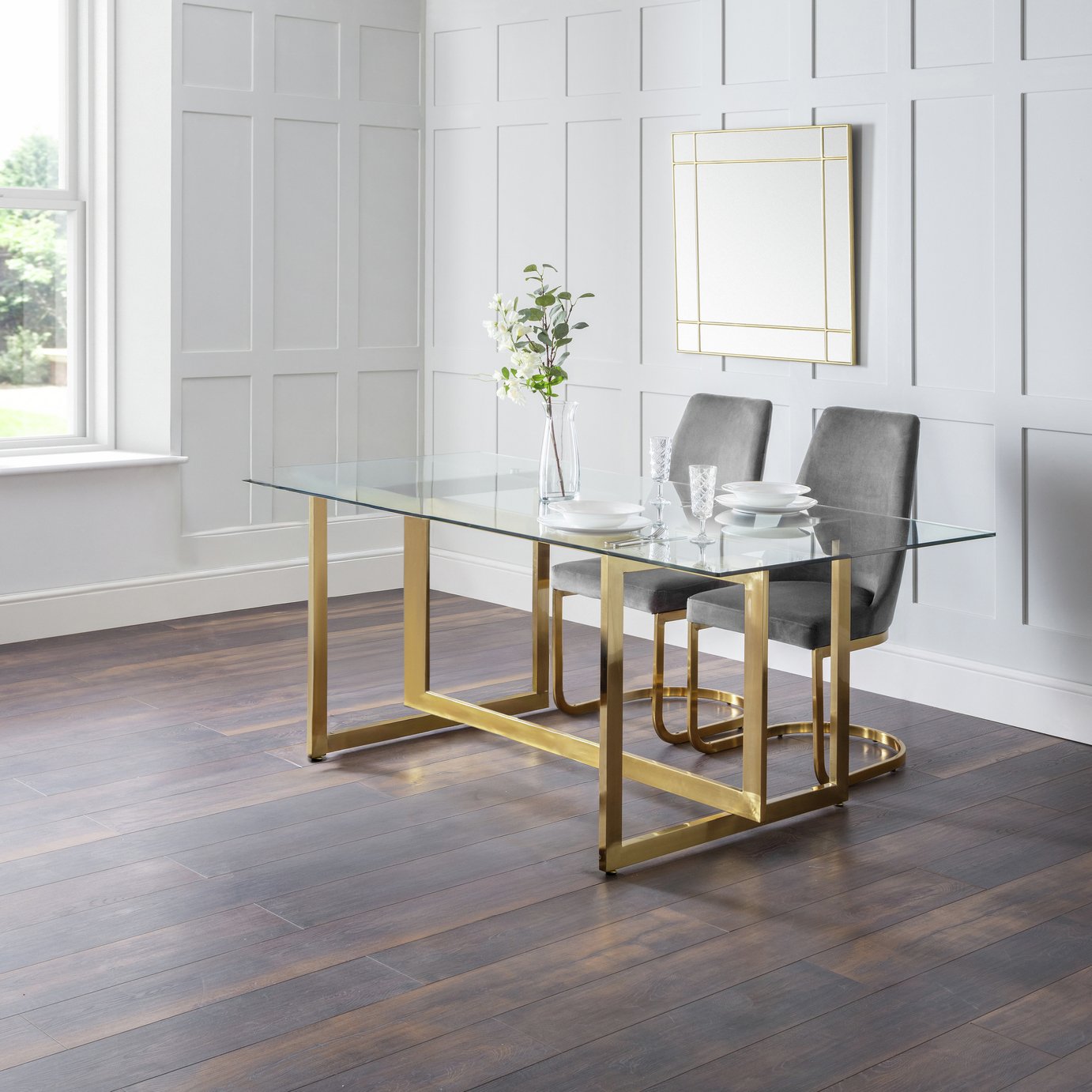 Julian Bowen Minori Glass 6 Seater Dining Table - Gold