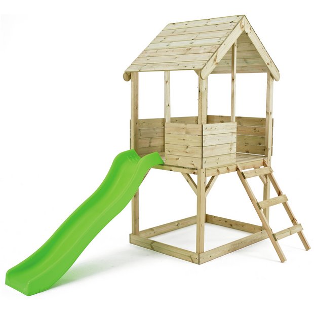 Childrens wooden playhouse clearance with slide