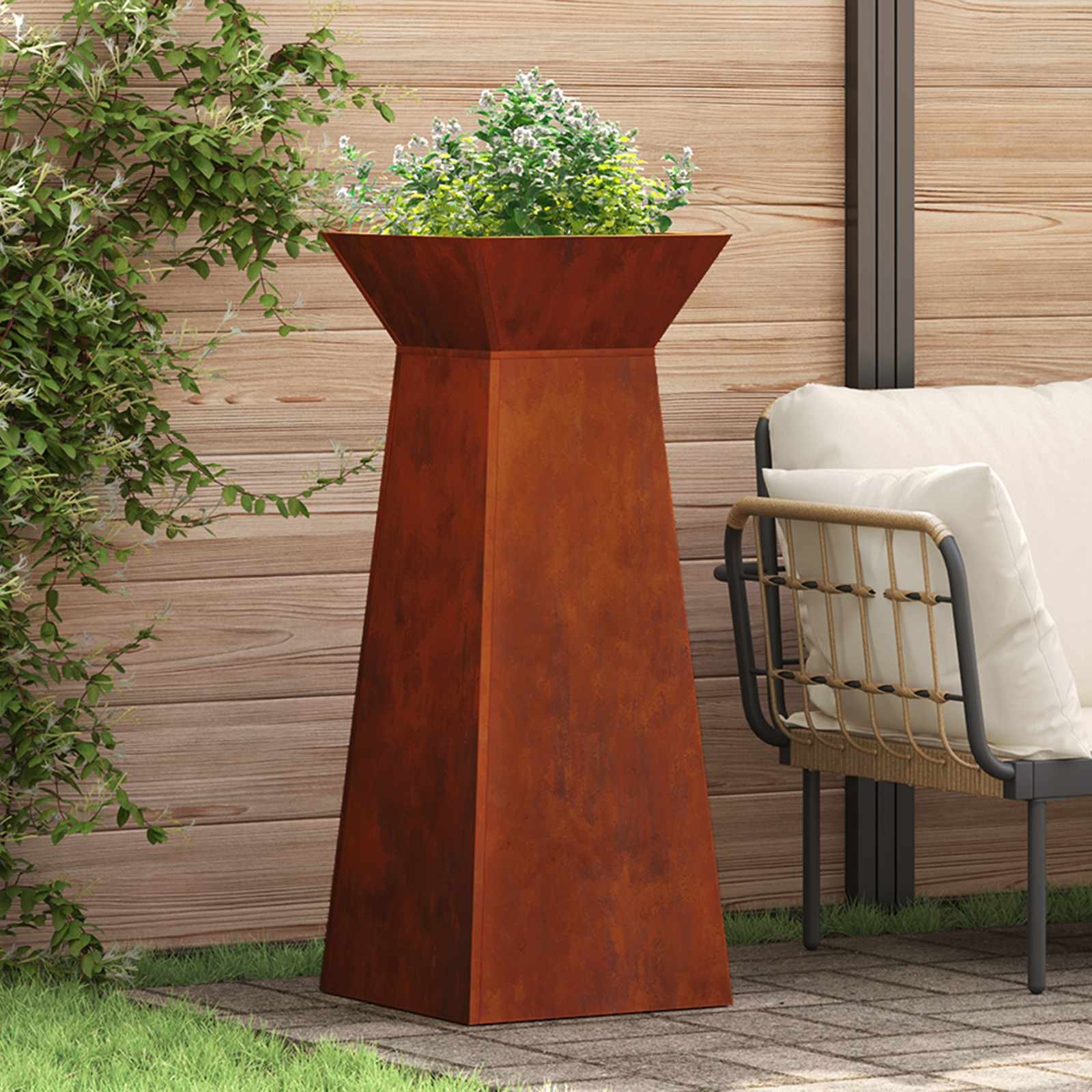 Walplus Garden Planter - Silver - 40 x 40 x 101 cm