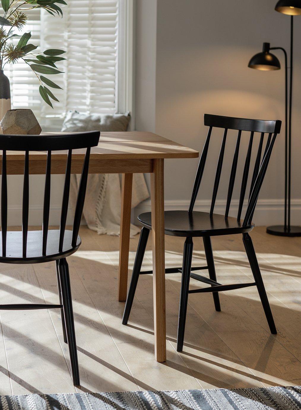 Habitat Talia Pair of Solid Wood Dining Chairs - Black