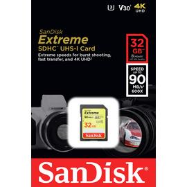 SanDisk Extreme 90MBs SDHC UHS-I Memory Card - 32GB