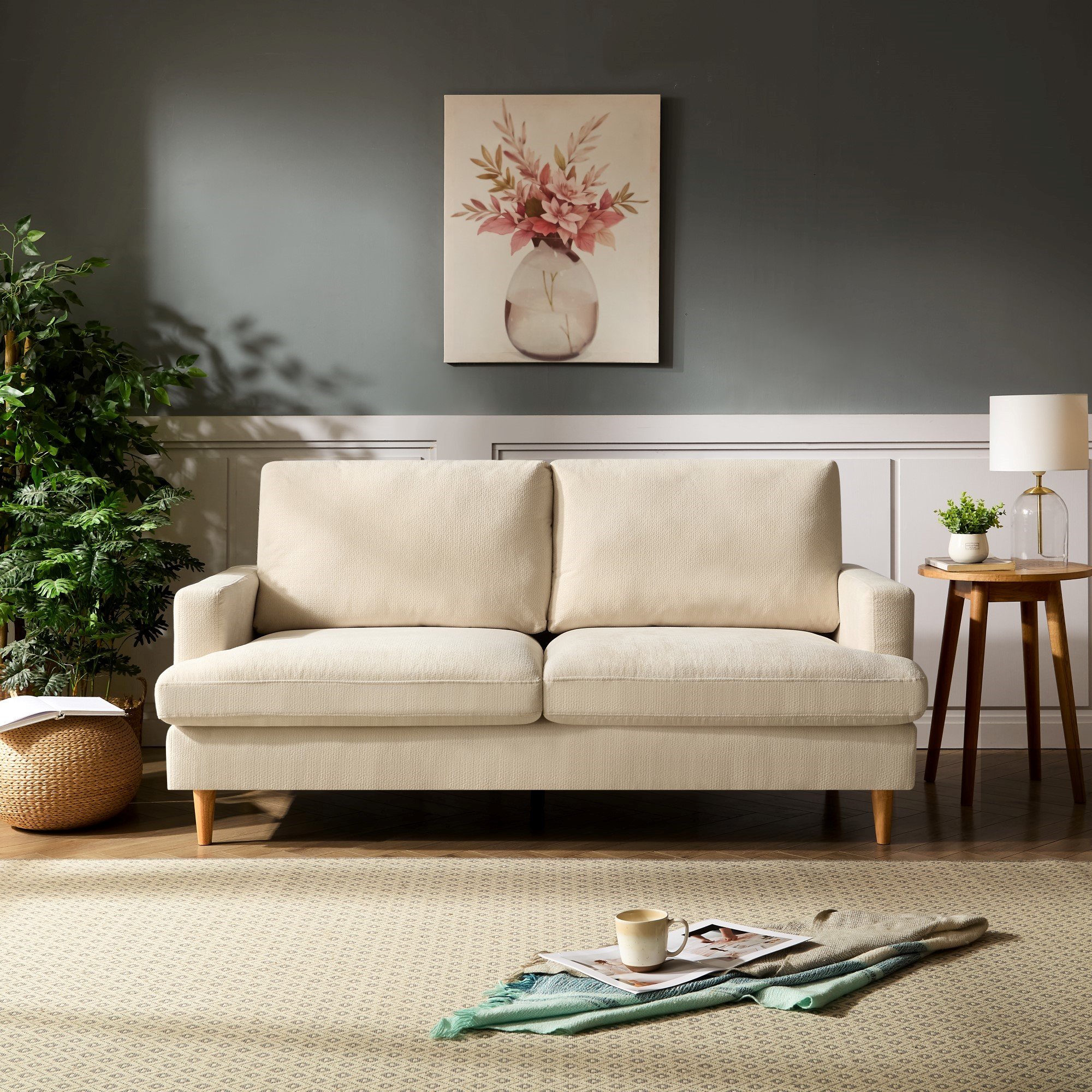 Artemis Home Newsome 3 Seat Fabric Sofa - Cream