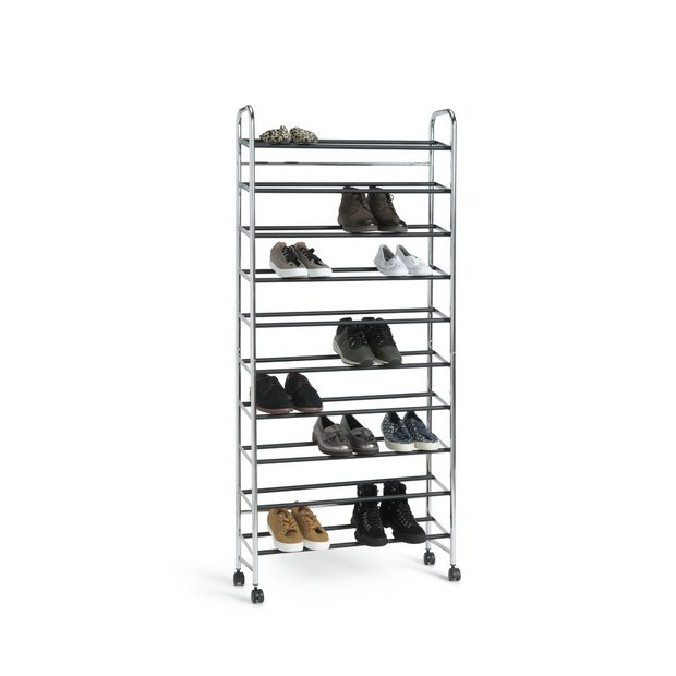 Buy Habitat 10 Shelf Rolling Shoe Storage Rack Chrome Shoe Storage Argos