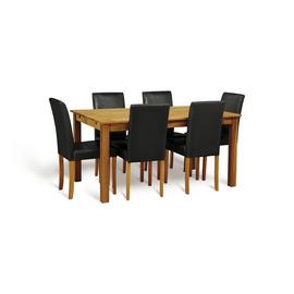 Habitat Ashdon Solid Wood Dining Table & 6 Black Chairs