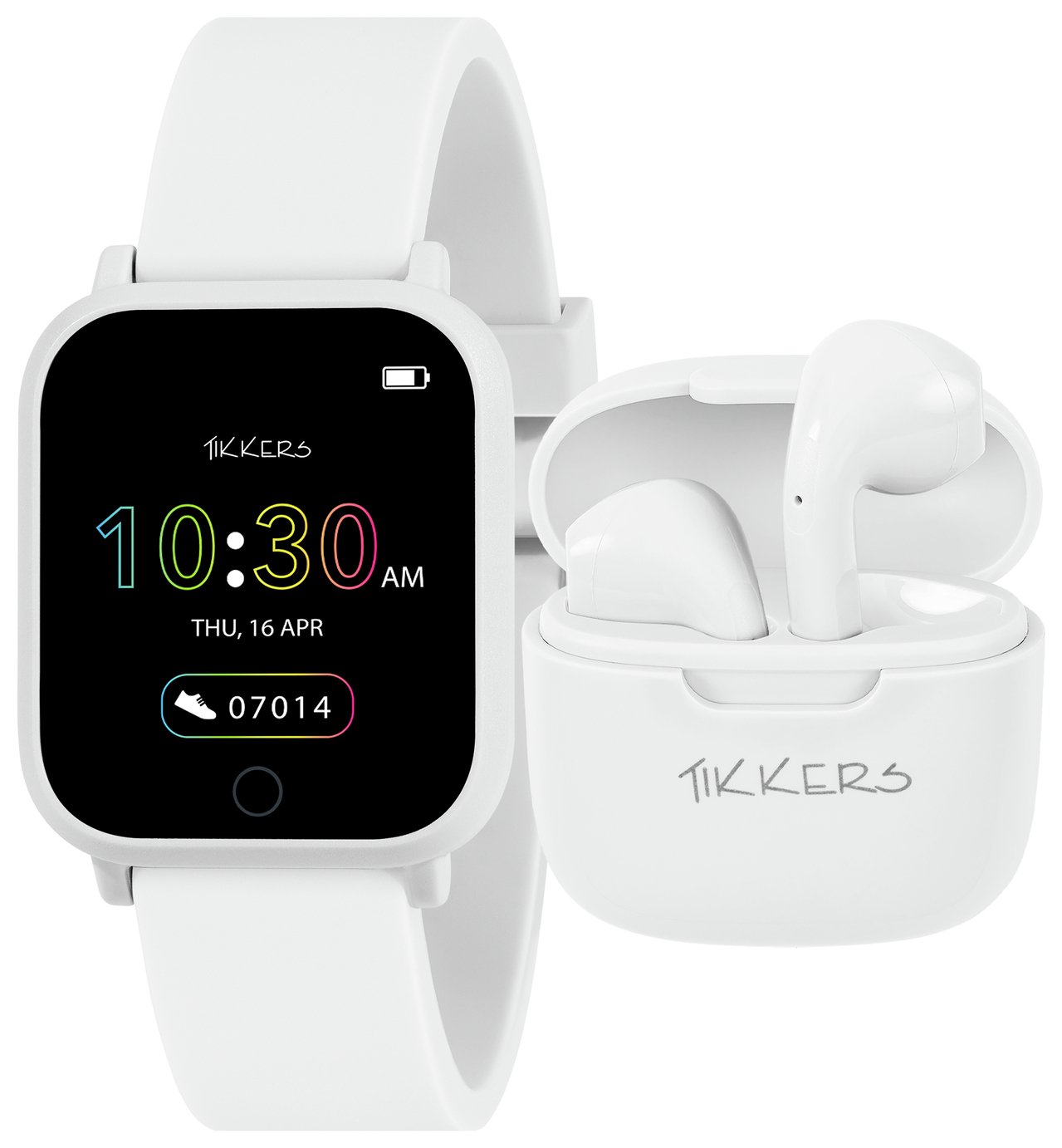 Buy Tikkers Teen Series 10 White Smart Watch Wireless Earbud Set