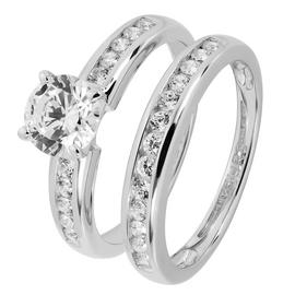 Revere Sterling Silver Cubic Zirconia Bridal Ring Set