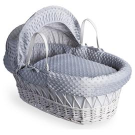 Clair de Lune Grey Dimple Moses Basket With Rocking Stand