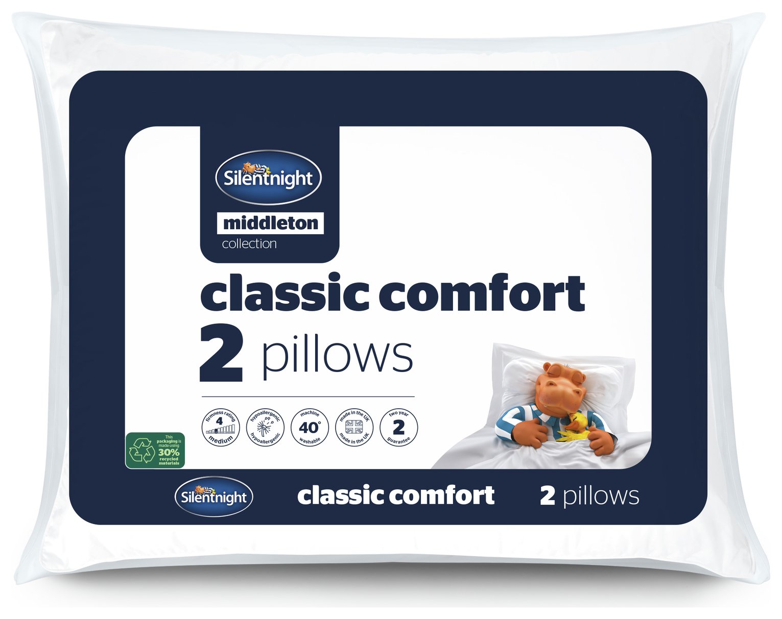Silentnight Middleton Classic Comfort Medium Pillow - 2 Pack