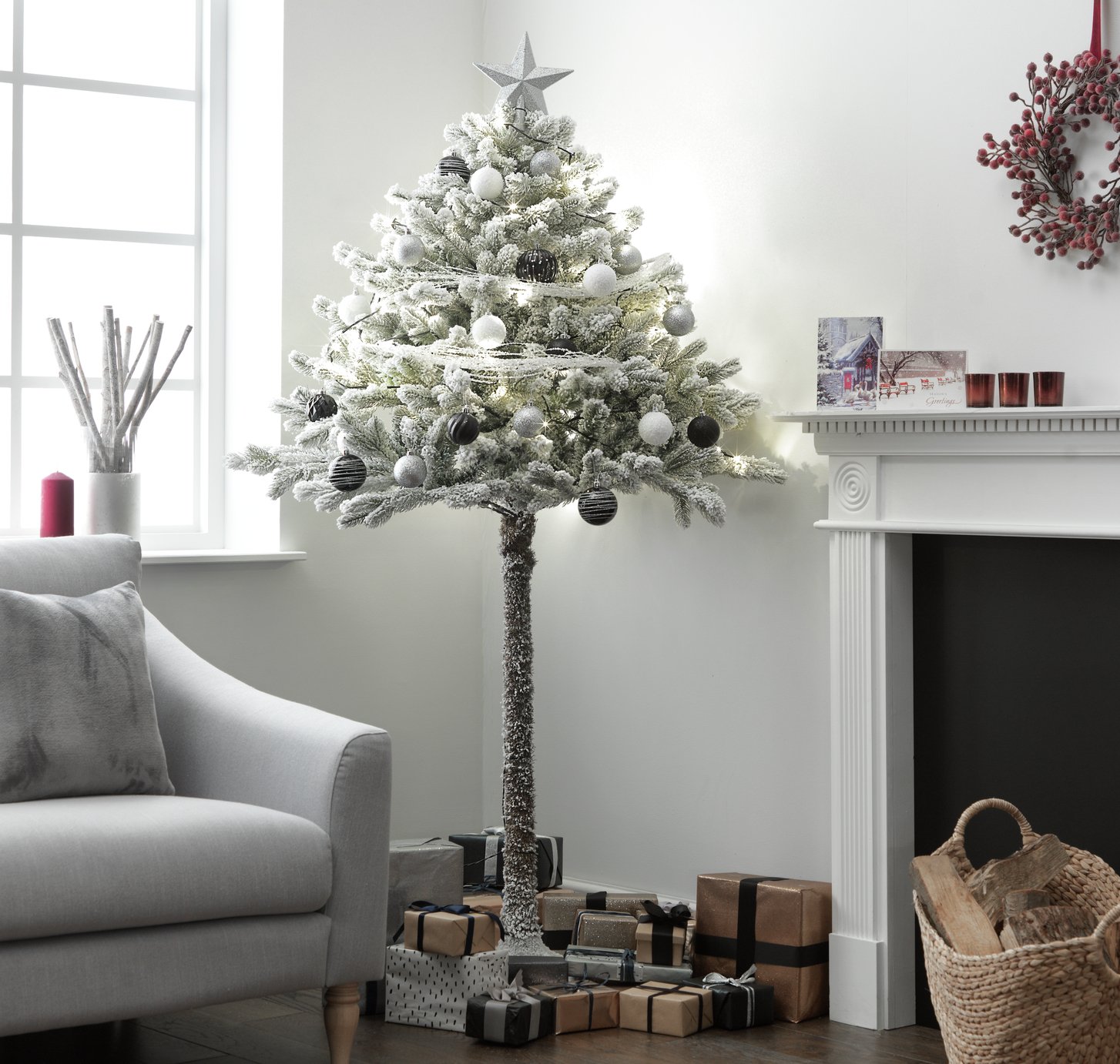 Habitat 6ft Snowy Half Design Christmas Tree