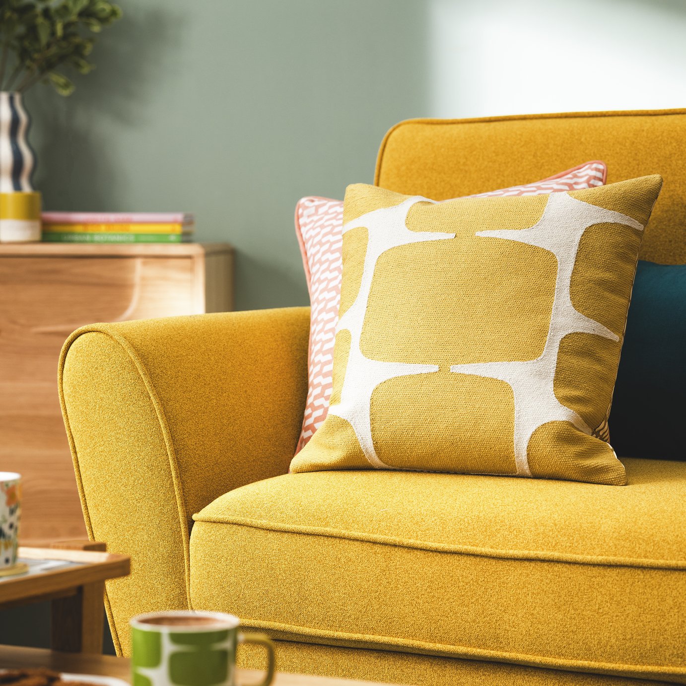 Habitat x Scion Lohko Cushion - Mustard - 43x43cm