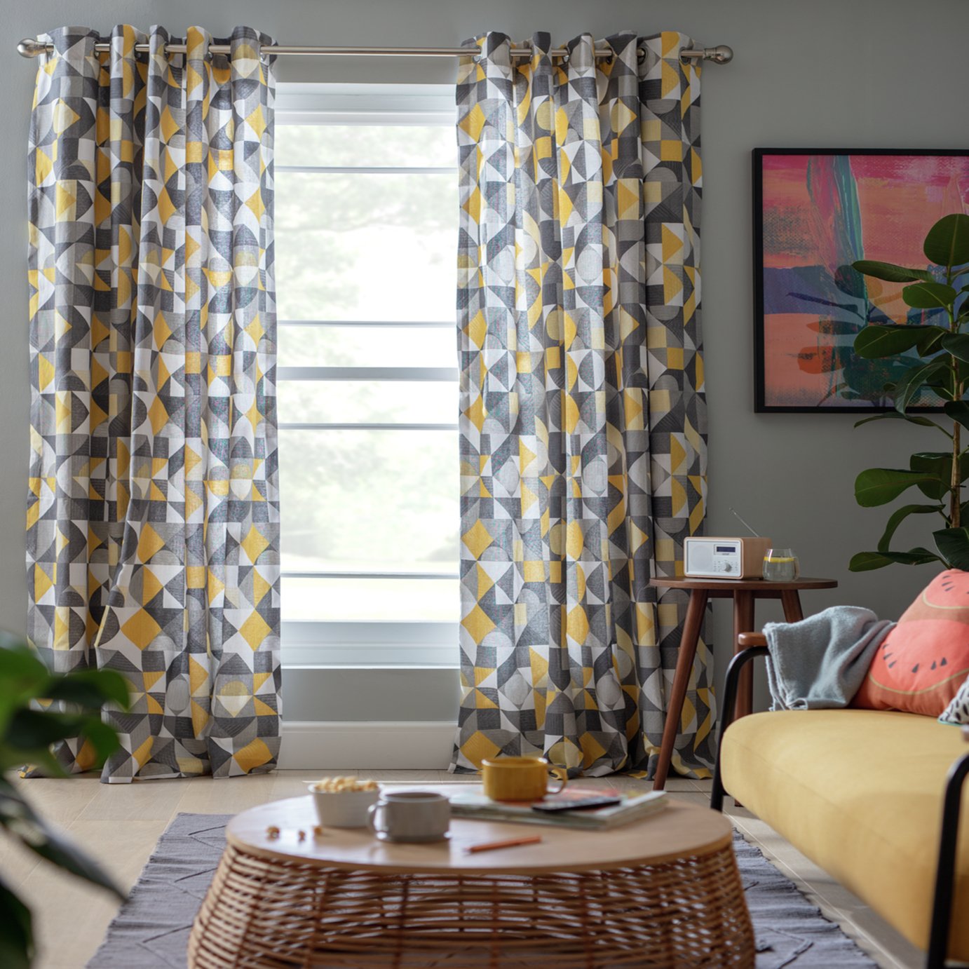 Habitat Loft Living Geo Fully Lined Eyelet Curtains