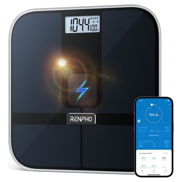 Buy Renpho Smart Body Bluetooth Solar Bathroom Scale Black