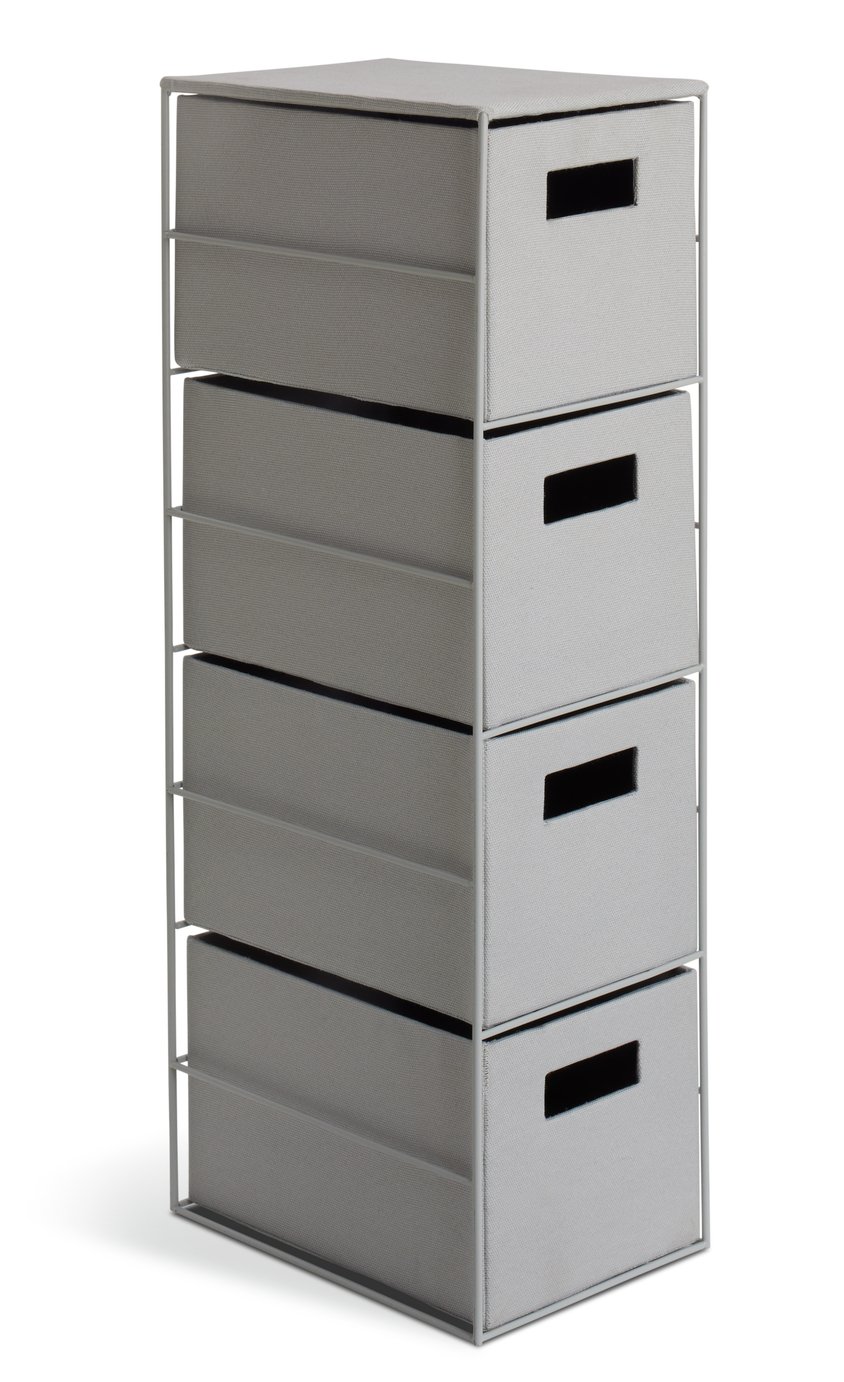 Habitat 4 Drawer Fabric Bathroom Storage Unit - Grey
