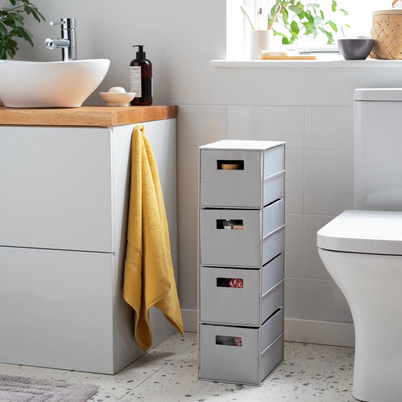 SEGAWE Freestanding 4-Drawer Small Bathroom Cabinet – White, Space-Saving Storage