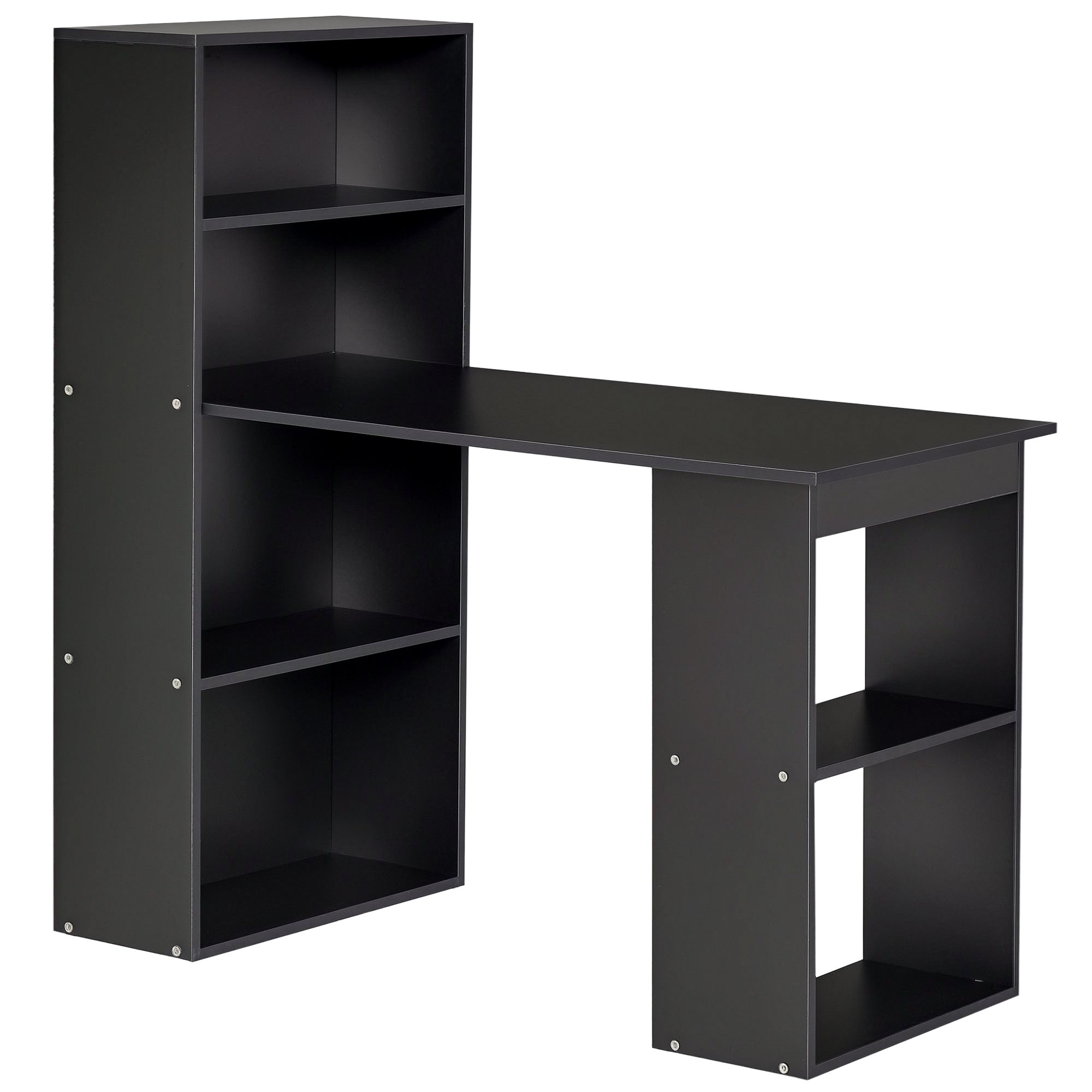 HOMCOM 6 Tier Storage Bookshelves Computer Table - Black