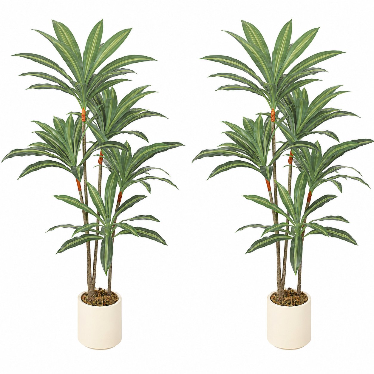 HOMCOM Set of 2 150cm Bendable Trunks Artificial Dracaena Tree - Green